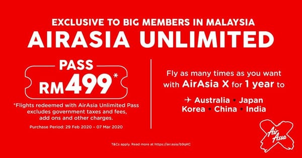 Годовой проездной AirAsia по Азии (и в Австралию!) всего за $119!